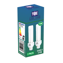 Carica l'immagine nel visualizzatore di Gallery, TBE LIGHTING 10w G24Q-1 - Lampada CFL a 4 pin, confezione da 2 unità, colore: Bianco freddo 4000 K, 600 lumen, luce fluo
