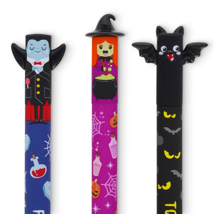 Legami - Set di 3 Penne Gel Cancellabili, The Boo Crew, Penne con Inchiostro Cancellabile Termosensibile, Nero, Viola, Rosso, Erasable Pen Halloween, Cancella Senza Consumare il Foglio