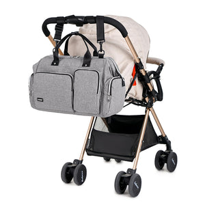 KONO Borsa per pannolini per mamma e papà, grande borsa da viaggio con fasciatoio, grigio., Rétro