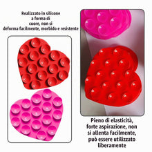 Carica l'immagine nel visualizzatore di Gallery, 2 Pezzi Di Ventose Per Cellulare In Silicone, Adesive Per Custodia, Multifunzione, Design A Forma Di Cuore, Rosso E Rosa
