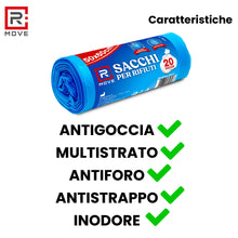 Carica l'immagine nel visualizzatore di Gallery, R MOVE 120 sacchetti spazzatura 50x60 cm, sacchi spazzatura 35 litri, 6 rotoli, 20 sacchi immondizia per rotolo, sacchi 