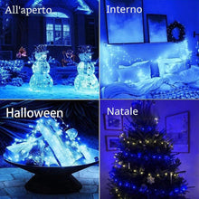 Carica l'immagine nel visualizzatore di Gallery, Luci di Natale 20M 200 LED, Catena Luminosa Filo di Rame Blu Impermeabile Luci Albero di Natale da Esterno Interno Natal