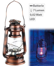 Carica l'immagine nel visualizzatore di Gallery, Lunartec LED-Sturmlampe im Öllampen-Design mit Flammen-Imitation, Bronze