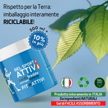 Carica l&#39;immagine nel visualizzatore di Gallery, Crema Riscaldante Muscoli Sportiva Pre e Post Allenamento, Gel con Arnica, Collagene, Acido Ialuronico e Vitamina E, 100% Made in Italy 550 ml - FITOATTIVI