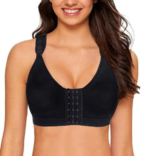 Carica l&#39;immagine nel visualizzatore di Gallery, YIANNA Reggiseno Sportivo Donna Post Chirurgico Apertura Frontale Reggiseni Senza Ferretto Mastoplastica Bralette Contenitivo Nero, 128 Size L