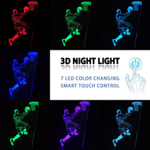 Carica l'immagine nel visualizzatore di Gallery, Luce Notturna da Basket per Bambini, Lampada da Illusione 3D LED, Telecomando 16 Cambia Colore Dimmerabile, Regali Ragaz