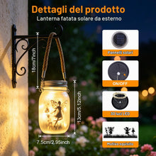 Carica l'immagine nel visualizzatore di Gallery, 2 Pezzi Lanterne Solari da Esterno Appendere, Fata Farfalla in Barattolo di Vetro, LED Lanterna Solare da Esterno, IP65 