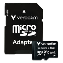 Carica l'immagine nel visualizzatore di Gallery, Verbatim Scheda di memoria microSDXC Premium con adattatore I 64 GB I nera I Scheda SD per video full HD I resistente al