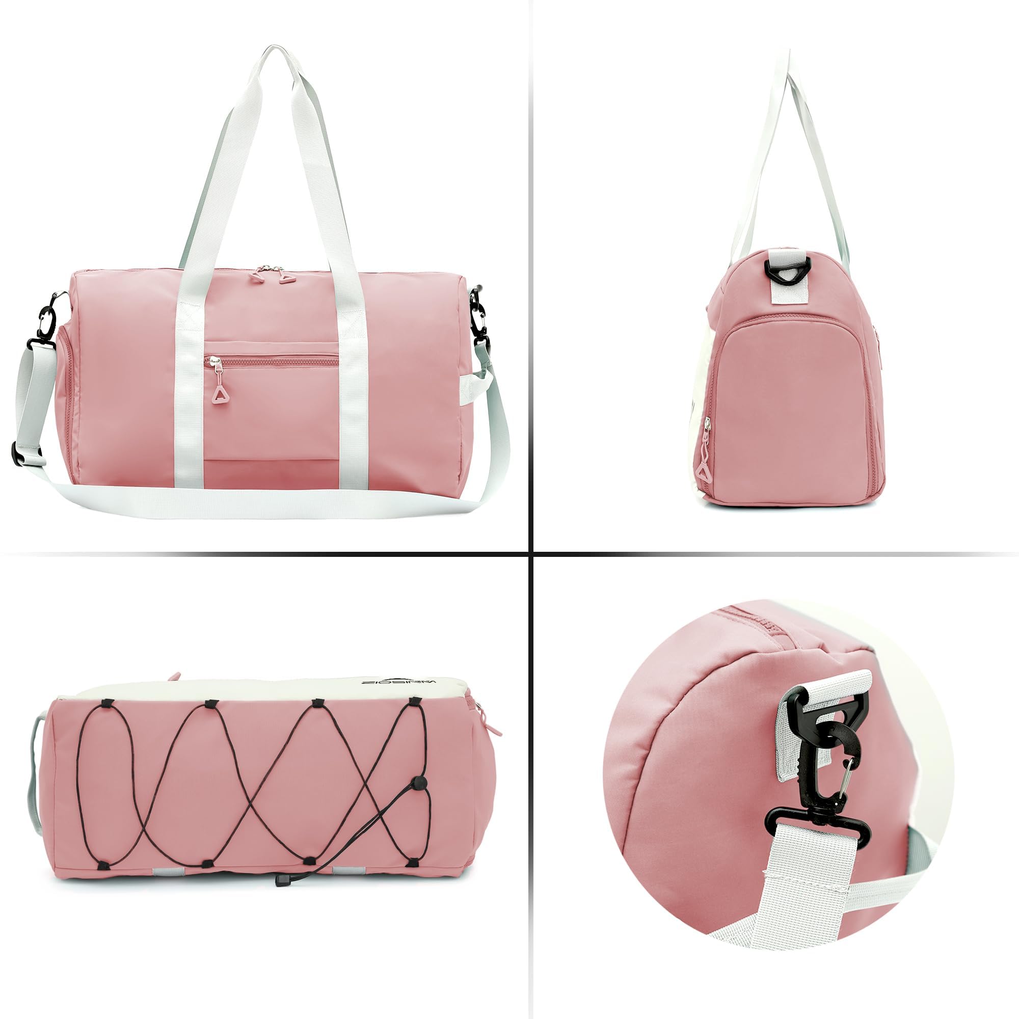 Borsone Palestra Donna ZIOSINM | Impermeabile | Scomparto Umido E Scarpe | Rosa | 47x23x25cm - Foto 8