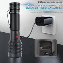 Carica l'immagine nel visualizzatore di Gallery, Torcia LED Professionale Ricaricabile 90000 lumen Super Luminosa,Torcia Potente 2600 mAh USB ad Alta Capacità IPX6 Imper