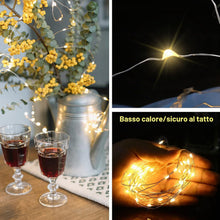 Carica l'immagine nel visualizzatore di Gallery, Luci Stringa con Batteria Filo Di Rame Lucine Decorative, 1M 10LED Luci Led Micro Catena Luminosa Di Lampada d'Atmosfera