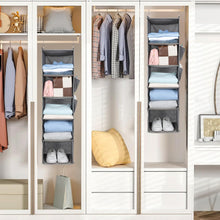 Carica l'immagine nel visualizzatore di Gallery, Cozary Organizer Armadio da Appendere 5 Ripiani, Organizzatore Armadio Pieghevole, Organizer da Appendere con Ganci in Metallo, per Camera da Letto- Grigio