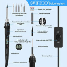Carica l'immagine nel visualizzatore di Gallery, Kit Saldatore DEPAR 80W (350℃-500℃), Set di Saldatura 17 in 1 con Un Circuito, 5 Punte di Saldatura, Pompa Direzionale, 