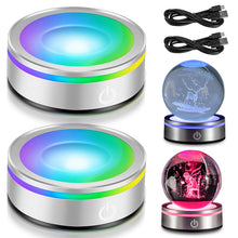 Carica l'immagine nel visualizzatore di Gallery, Base luminosa a LED, 2 pezzi di luci a LED, 6 colori, rotonde, con interruttore touch sensibile, base luminosa, base LED
