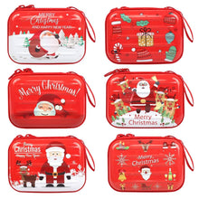 Carica l'immagine nel visualizzatore di Gallery, CAUTIOUS 6 Pezzi Borsa Portamonete di Natale, Quadrata con Cerniera Mini Portafoglio Rosso con Babbo Natale