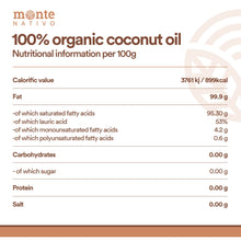 Carica l'immagine nel visualizzatore di Gallery, MonteNativo Olio di Cocco Biologico Extra Vergine –3x1000ml– Crudo e Spremuto a Freddo; Organico e Puro 100%; Non Processato, Bio, Ideale per Capelli, per il Corpo e ad Uso Alimentare, Non Raffinato
