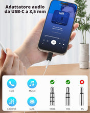 Carica l'immagine nel visualizzatore di Gallery, MoKo Adattatore Audio USB-C a 3,5mm, Dongle Type-C a 3,5mm Aux Jack