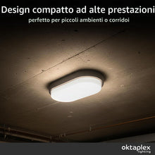 Carica l'immagine nel visualizzatore di Gallery, Oktaplex lighting Plafoniera LED Ovale Nera 10W 800Lm Lampada a Muro 3000K Luce Naturale Bianco Caldo IP54 Lumi