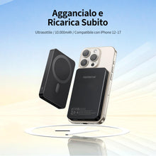 Carica l'immagine nel visualizzatore di Gallery, PORTENTUM Power bank per MagSafe 10000 mAh ultra-sottile 14 mm – Caricatore portatile magnetico ricarica rapida 22,5 W P