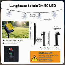 Carica l'immagine nel visualizzatore di Gallery, Ninonly Catena Luminosa Esterno Solare, 7M 50 LED Fiocco di Neve Lucine Led Decorative, 8 Modalità Luci di Natale Imperm