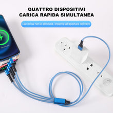 Carica l'immagine nel visualizzatore di Gallery, SDBAUX Cavo USB C Multiplo, 1.2M 4 in 1 Cavi USB A 4 Tipo C Multiplo Porta, QC 3.0 Cavo USB Type-C Ricarica Rapida Compa