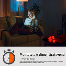 Carica l'immagine nel visualizzatore di Gallery, PChero Set di 12 lumini a LED rossi senza fiamma, a batteria, con timer di 6 ore, per la decorazione della stanza, della