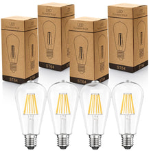 Carica l'immagine nel visualizzatore di Gallery, Lampadine LED Edison 8W,Luce Bianco Neutro 4000K, Lampadina Vintage E27, Dimmerabile, 1100LM, ST64 Trasparente luce natu