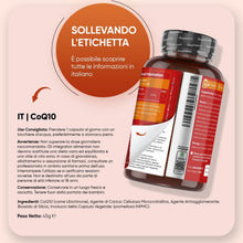 Carica l'immagine nel visualizzatore di Gallery, Coenzima Q10 Vegano, 200mg per Dose, 1 Capsula al Giorno, 120 Capsule