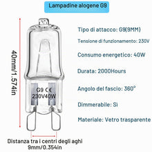 Carica l'immagine nel visualizzatore di Gallery, Lampadine alogene G9, lampadina 220 V 40 W, lampadina a capsula trasparente a 2 pin, lampadine dimmerabili a luce bianca