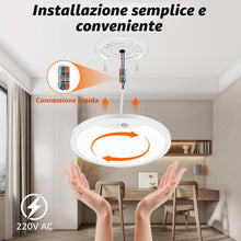 Carica l'immagine nel visualizzatore di Gallery, Oumida Plafoniera LED Soffitto con Sensore di Movimento, 2700K/4000K/6500K 18W Lampadario con Sensore, 1800LM IP44 Plafo