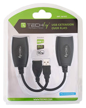 Carica l'immagine nel visualizzatore di Gallery, Techly 361322 Extender USB su Cavo Cat. 5E/6 Fino a 50m Nero