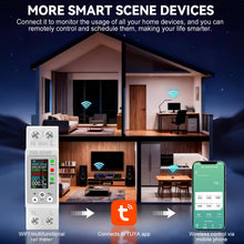 Carica l'immagine nel visualizzatore di Gallery, Contatore energia elettrica 63A TUYA misuratore consumo elettrico WIFI AC80-300V contatore di energia monofase Protezion