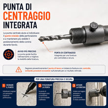 Carica l'immagine nel visualizzatore di Gallery, Topolenashop Asta Prolunga 35 cm per Fresa a Tazza SDS Plus – Barra con Punta di Centraggio e Filettatura M22 per Corone