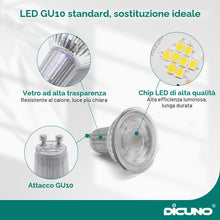 Carica l'immagine nel visualizzatore di Gallery, DiCUNO Lampadine LED GU10 5W, Equiv. 50W, 5000K, 600lm, 6 Pezzi