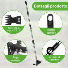 Carica l'immagine nel visualizzatore di Gallery, Attrezzo per Estirpare le Erbacce, Rastrello Manuale 2 in 1 e Zappa da Giardino Rastrello Sarchiatore Estirpatore Erbacc