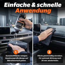 Carica l'immagine nel visualizzatore di Gallery, Kit rinnovante per plastiche auto [include panno in microfibra] - Cura delle plastiche per esterni e interni auto - Effetto nero intenso istantaneo ed eccellente protezione UV - Protezione contro lo sbiadimento - 250 ml