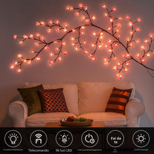 Carica l'immagine nel visualizzatore di Gallery, Luci a LED con rami di fiori di ciliegio - 180cm 96 LED decorazione da parete con fiori di ciliegio, catena luminosa in 