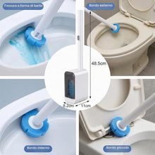Carica l'immagine nel visualizzatore di Gallery, Scopino WC con 16 Testine di Ricambio in Spugna, Scopettino per Toilette con Supporto da Parete senza Forare, Accessorio per la Pulizia del Bagno, Casa e Hotel