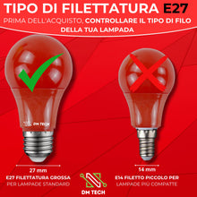 Carica l'immagine nel visualizzatore di Gallery, DM TECH Lampadina Rossa LED E27 Luce Notturna Dormire Senza Luce Blu Relax Sonno Riposo Melatonina Illuminazione Calda A