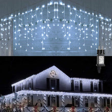 Carica l'immagine nel visualizzatore di Gallery, PhilzOps Cascata Luci da Esterno, 480 LED 19M Luci Natale Tenda Bianco Freddo Impermeabile 8 Modalità Catene Luminose Decorazione per Nataliazie Interno Casa Feste Finestra Giardino, Cavo Bianco