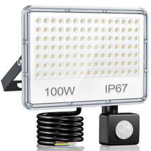 Carica l'immagine nel visualizzatore di Gallery, YIQIBRO Faretto LED da Esterno con Sensore di Movimento 100W 6500K, 1 Pezzi