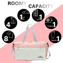 Carica l&#39;immagine nel visualizzatore di Gallery, ZIOSINM Borsone Palestra Donna Uomo 35L Piccola Borsa Palestra con Scomparto per Scarpe, Borsone da Viaggio Weekender, Borsa Sportivacon Maniglia per Trasporto e Deposito per Tappetino Yoga (rosa)
