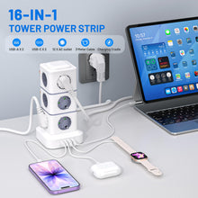 Carica l'immagine nel visualizzatore di Gallery, Torretta Multipresa 16 in 1 2500W con USB-A e USB-C Cavo 3M