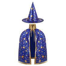 Carica l'immagine nel visualizzatore di Gallery, Mantello da Strega con Cappello, Mantello da Strega di Halloween con Cappello Mago, Strega Mantelli per Bambini Costume 