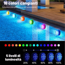 Carica l'immagine nel visualizzatore di Gallery, Luce LED Sommergibili con Telecomando RGB - Luci Piscina Impermeabili 16 Colori per Acquario, Stagno, Vasca da Bagno, Gi