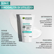Carica l'immagine nel visualizzatore di Gallery, Garnier Maschera 3in1 Argilla, Per Pelli Miste e Con Imperfezioni, Effetto Purificante e Anti-Brufoli, Impurità Rimosse 