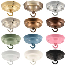 Carica l'immagine nel visualizzatore di Gallery, ElekTek Rosone da soffitto con gancio diametro 108 mm Finiture metallizzate colori verniciati a polvere per lampade a so