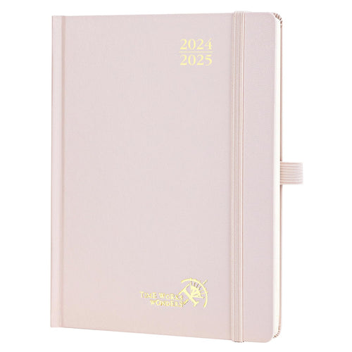 POPRUN Agenda 2024 2025 Settimanale Verticale 22 x 16,5 cm, Diario Scuola 17 Mesi da Ago.2024 a Dic.2025, Copertina Rigida, Carta Spessa da 80 GSM, Rosa Chiaro