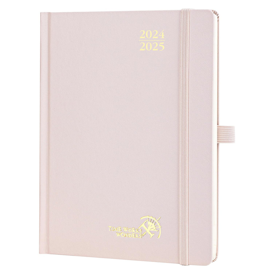 POPRUN Agenda 2024 2025 Settimanale Verticale 22 x 16,5 cm, Diario Scuola 17 Mesi da Ago.2024 a Dic.2025, Copertina Rigida, Carta Spessa da 80 GSM, Rosa Chiaro