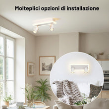 Carica l'immagine nel visualizzatore di Gallery, LVWIT Faretti Orientabili da Soffitto 2 Luce Moderna, Faretti da Parete Interno GU10 Bianco-Rettangoli, Faretti LED Soff